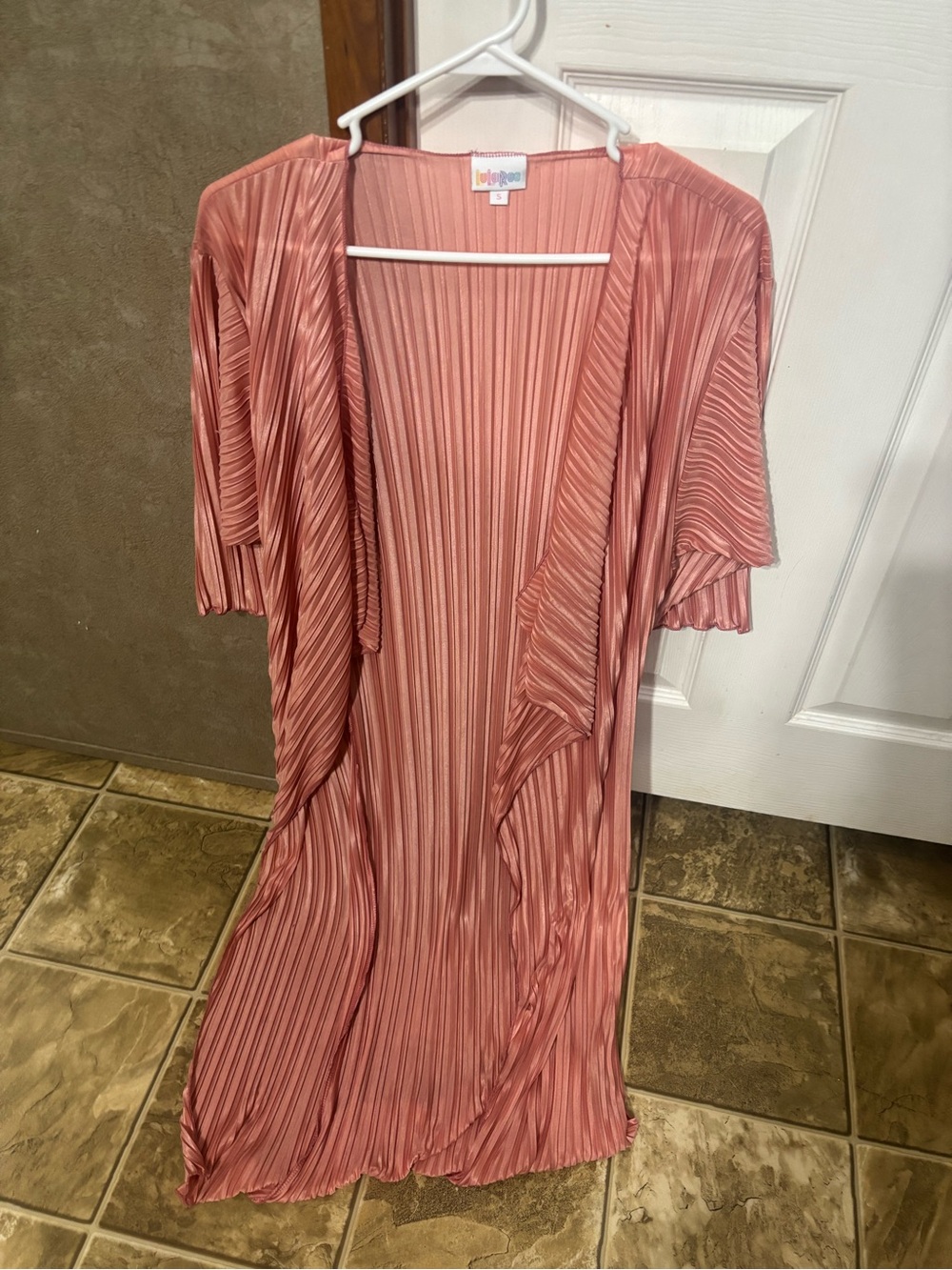 LuLaRoe Rose Pink Pleated Duster Cardigan
